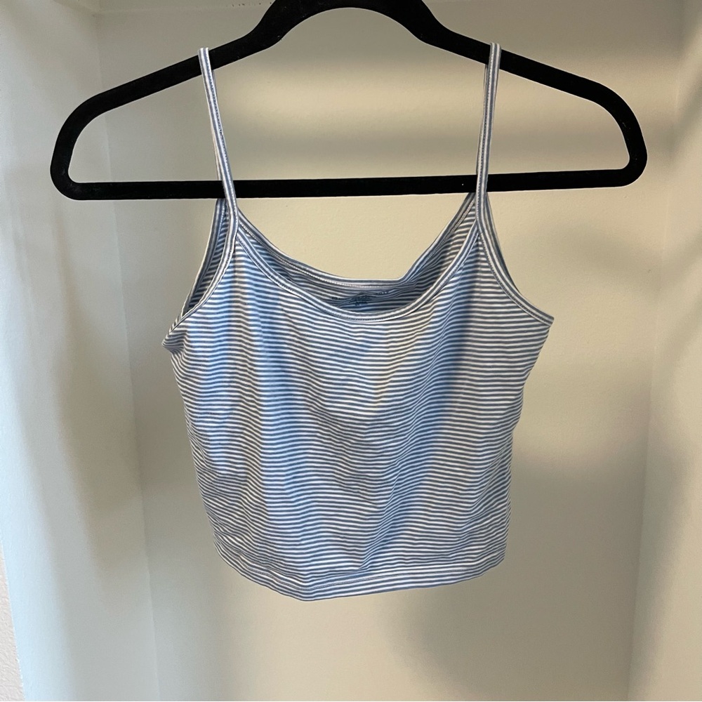 Brandy Melville Striped Blue and White Women's Tank Top